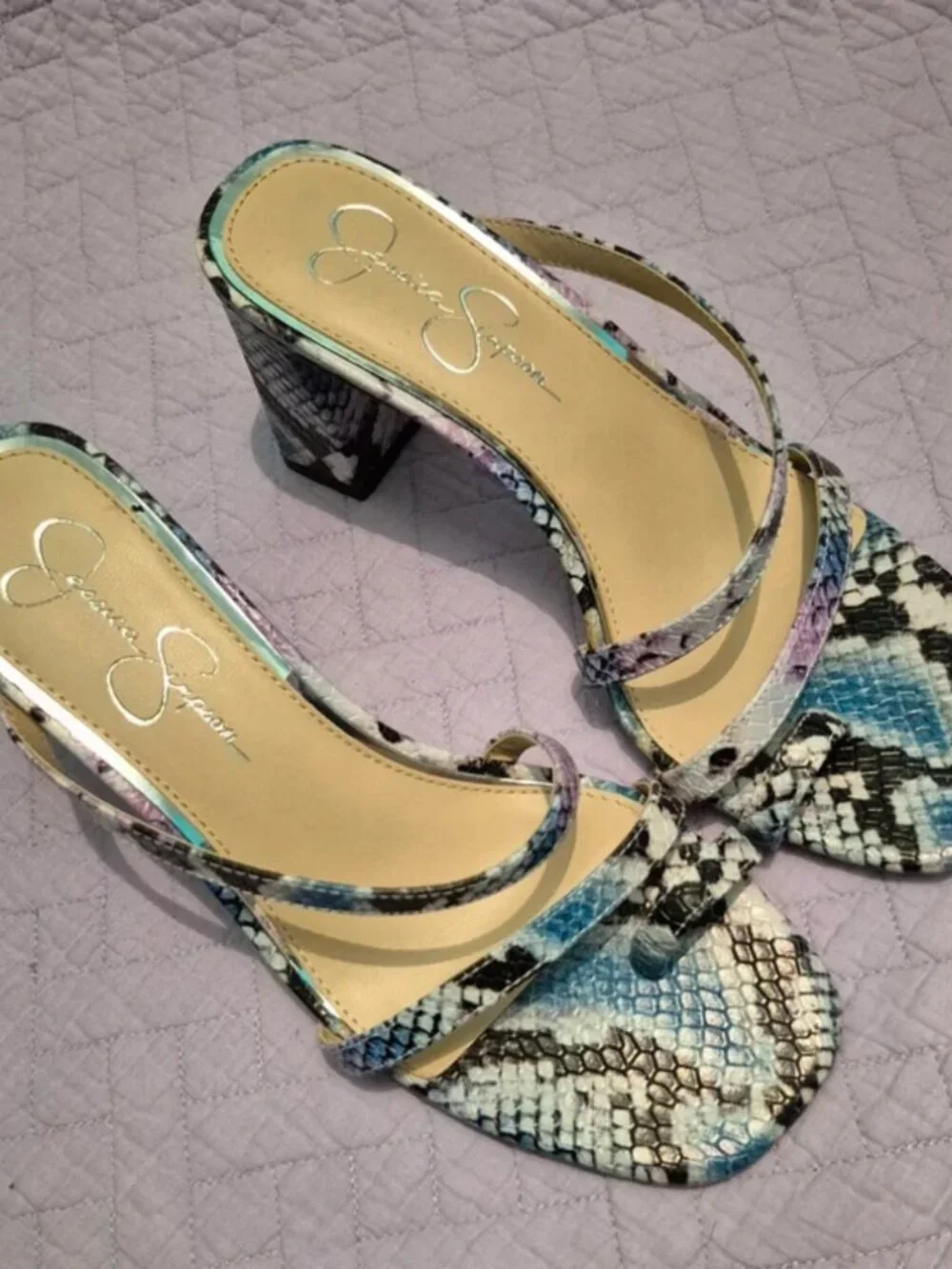 Jessica Simpson Colorful Faux Snake Skin Heels Size 7.5